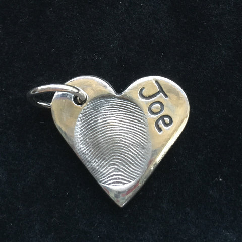 Fingerprint Medium Heart Charm